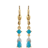 Cercei din Argint 925 Placat cu Aur ( 1.62 grame ) cu Turcoaz ”Frumoasa Adormită” și Topaz Alb 0.72 Carate