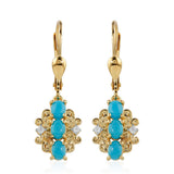 Cercei din Argint 925 Placat cu Aur ( 2.76 grame ) cu Turcoaz ”Frumoasa Adormită” și Topaz Alb 1.03 Carate