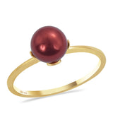 Set din Argint 925 Placat cu Aur ( 3.63 grame ) cu Perlă de apă dulce roșie 17.08 Carate ( Cercei+Inel+Pandantiv )