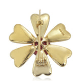 Broşă din Argint 925 Placat cu Aur ( 3.89 grame ) cu Perlă de apă dulce roșie și Topaz Alb 3.87 Carate