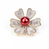 Broşă din Argint 925 Placat cu Aur ( 3.89 grame ) cu Perlă de apă dulce roșie și Topaz Alb 3.87 Carate