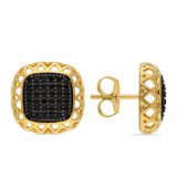 Cercei din Argint 925 Placat cu Aur ( 3.44 grame ) cu Spinel Negru 0.74 Carate