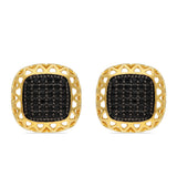Cercei din Argint 925 Placat cu Aur ( 3.44 grame ) cu Spinel Negru 0.74 Carate