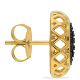 Cercei din Argint 925 Placat cu Aur ( 3.44 grame ) cu Spinel Negru 0.74 Carate