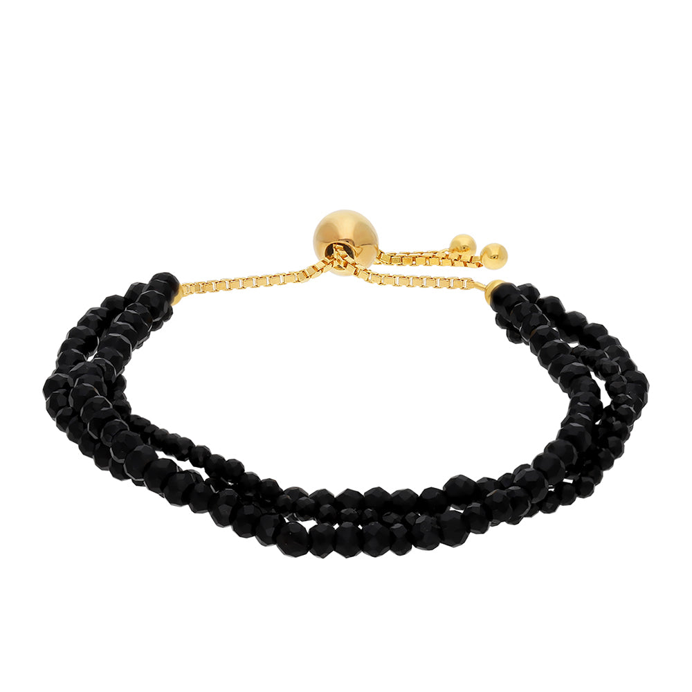 Brățară din Argint 925 Placat cu Aur ( 2 grame ) cu Onix Negru 26.96 Carate