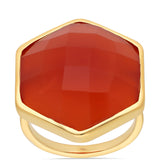 Inel din Argint 925 Placat cu Aur ( 4.65 grame ) cu Onix Roșu 21.72 Carate