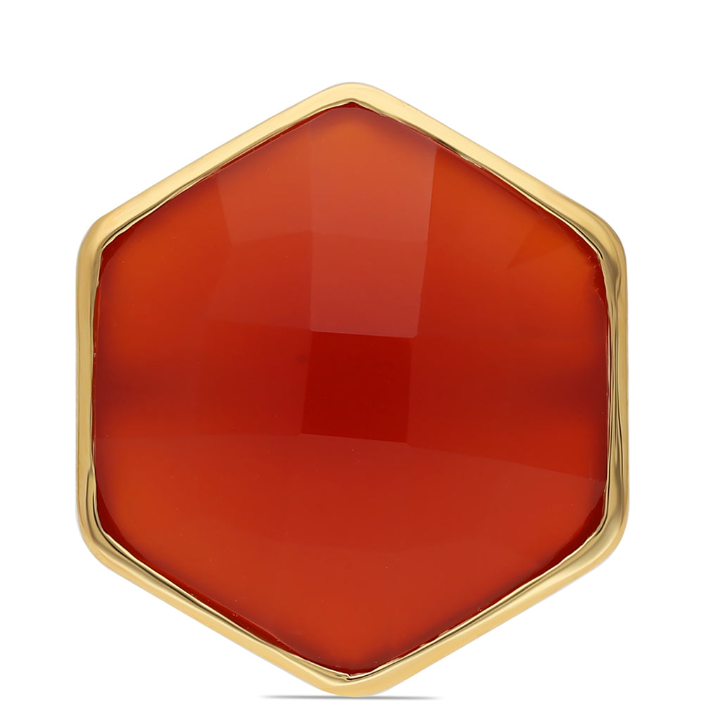 Inel din Argint 925 Placat cu Aur ( 4.65 grame ) cu Onix Roșu 21.72 Carate