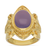 Inel din Argint 925 Placat cu Aur ( 8.61 grame ) cu Calcedonie Lavandă 5.48 Carate