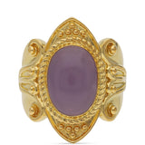 Inel din Argint 925 Placat cu Aur ( 8.61 grame ) cu Calcedonie Lavandă 5.48 Carate