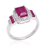 Inel din Argint 925 ( 3.17 grame ) cu Rubin Malagasy și Topaz Alb 2.68 Carate