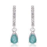 Cercei din Argint 925 ( 1.33 grame ) cu Smarald Brazilian și Topaz Alb 1.22 Carate