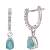 Cercei din Argint 925 ( 1.33 grame ) cu Smarald Brazilian și Topaz Alb 1.22 Carate