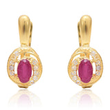 Cercei din Argint 925 Placat cu Aur ( 2.38 grame ) cu Rubin Malagasy și Topaz Alb 0.76 Carate