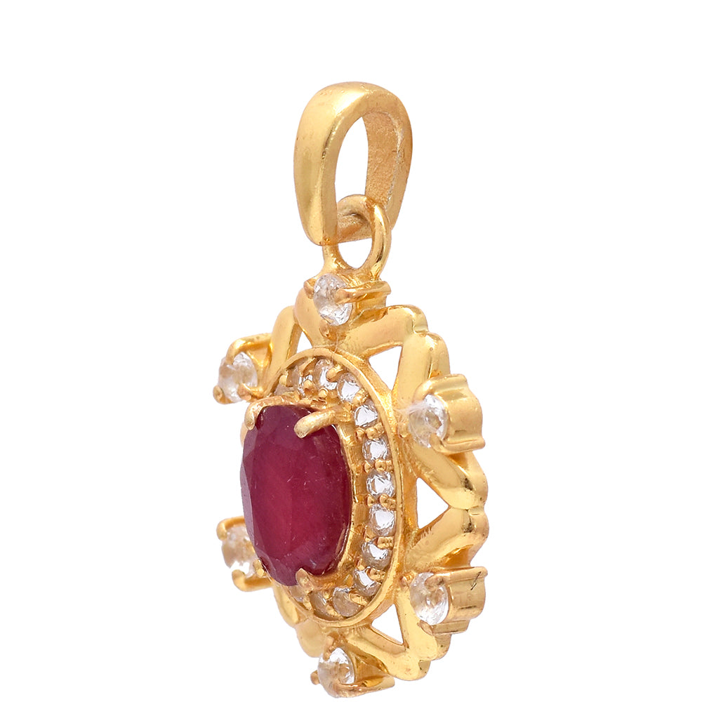 Pandantiv din Argint 925 Placat cu Aur ( 1.86 grame ) cu Rubin Malagasy și Topaz Alb 1.38 Carate