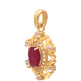 Pandantiv din Argint 925 Placat cu Aur ( 1.86 grame ) cu Rubin Malagasy și Topaz Alb 1.38 Carate