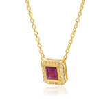 Colier din Argint 925 Placat cu Aur ( 3.86 grame ) cu Rubin Malagasy și Topaz Alb 0.72 Carate