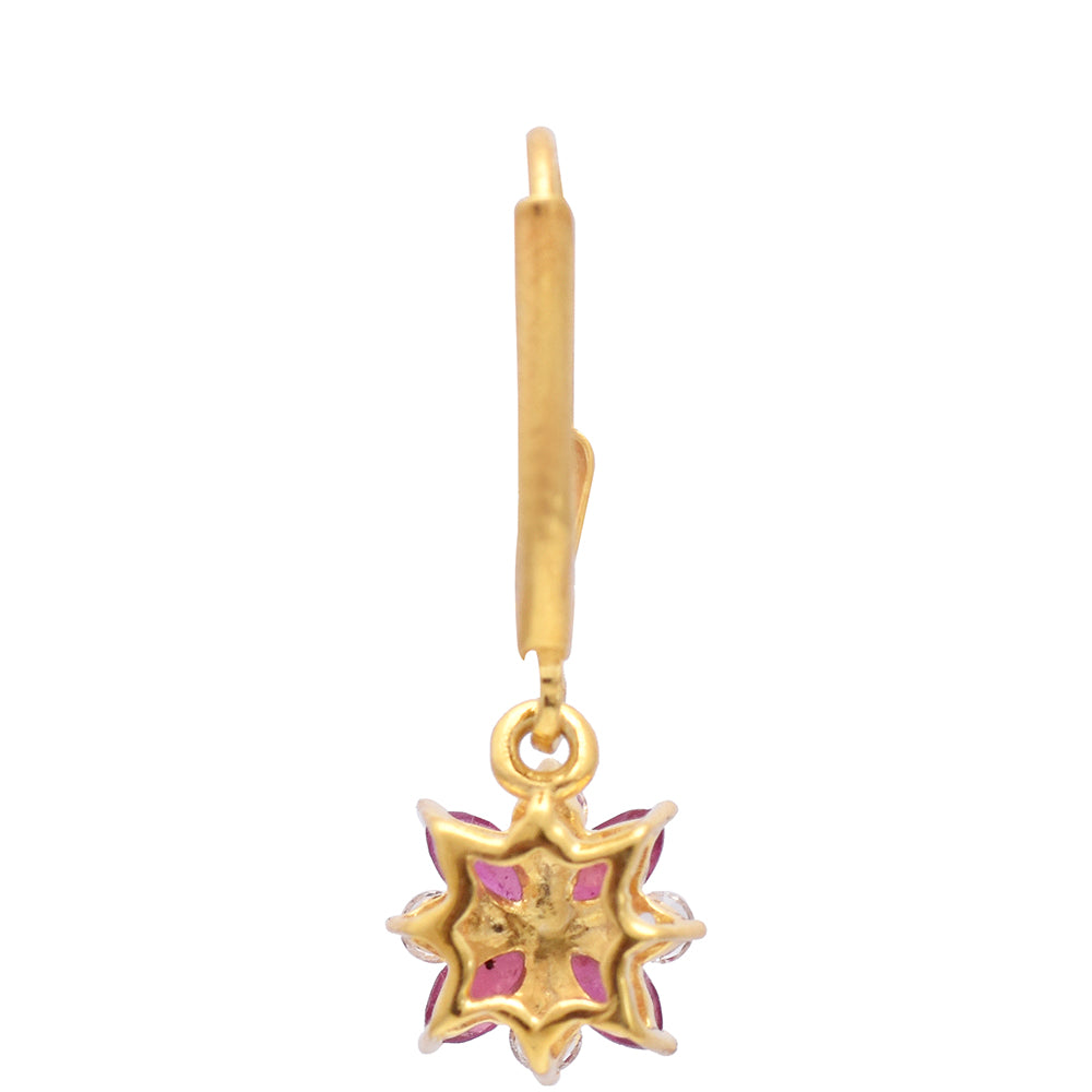 Cercei din Argint 925 Placat cu Aur ( 1.62 grame ) cu Rubin Malagasy și Topaz Alb 2.14 Carate