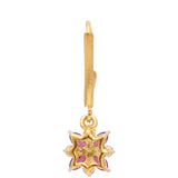 Cercei din Argint 925 Placat cu Aur ( 1.62 grame ) cu Rubin Malagasy și Topaz Alb 2.14 Carate