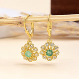 Cercei din Argint 925 Placat cu Aur ( 3.38 grame ) cu Smarald Brazilian și Topaz Alb 1.02 Carate