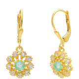 Cercei din Argint 925 Placat cu Aur ( 3.38 grame ) cu Smarald Brazilian și Topaz Alb 1.02 Carate