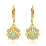Cercei din Argint 925 Placat cu Aur ( 1.94 grame ) cu Smarald Brazilian și Topaz Alb 0.72 Carate