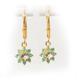 Cercei din Argint 925 Placat cu Aur ( 1.94 grame ) cu Smarald Brazilian și Topaz Alb 0.72 Carate