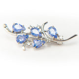 Broşă din Argint 925 ( 2.62 grame ) cu Tanzanit AAA și Topaz Alb 1.83 Carate