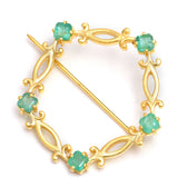 Broşă din Argint 925 Placat cu Aur ( 5.16 grame ) cu Smarald Brazilian 2 Carate