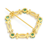 Broşă din Argint 925 Placat cu Aur ( 5.16 grame ) cu Smarald Brazilian 2 Carate