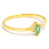 Inel din Argint 925 Placat cu Aur ( 1.41 grame ) cu Smarald Brazilian și Topaz Alb 0.12 Carate