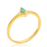 Inel din Argint 925 Placat cu Aur ( 1.41 grame ) cu Smarald Brazilian și Topaz Alb 0.12 Carate