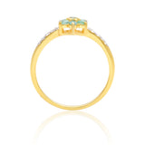 Inel din Argint 925 Placat cu Aur ( 1.54 grame ) cu Smarald Brazilian și Topaz Alb 0.29 Carate