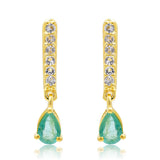 Cercei din Argint 925 Placat cu Aur ( 3.17 grame ) cu Smarald Brazilian și Topaz Alb 0.97 Carate