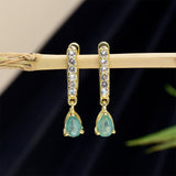 Cercei din Argint 925 Placat cu Aur ( 3.17 grame ) cu Smarald Brazilian și Topaz Alb 0.97 Carate