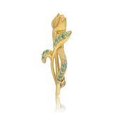 Broşă din Argint 925 Placat cu Aur ( 2.32 grame ) cu Smarald Brazilian și Topaz Alb 0.18 Carate