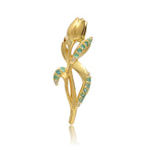 Broşă din Argint 925 Placat cu Aur ( 2.32 grame ) cu Smarald Brazilian și Topaz Alb 0.18 Carate