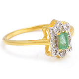 Inel din Argint 925 Placat cu Aur ( 2.16 grame ) cu Smarald Brazilian și Topaz Alb 0.41 Carate
