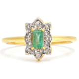 Inel din Argint 925 Placat cu Aur ( 2.16 grame ) cu Smarald Brazilian și Topaz Alb 0.41 Carate
