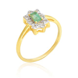 Inel din Argint 925 Placat cu Aur ( 2.16 grame ) cu Smarald Brazilian și Topaz Alb 0.41 Carate