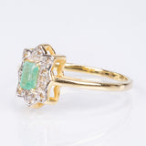 Inel din Argint 925 Placat cu Aur ( 2.16 grame ) cu Smarald Brazilian și Topaz Alb 0.41 Carate