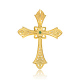 Cruce Pandantiv din Argint 925 Placat cu Aur ( 2.74 grame ) cu Smarald Brazilian și Topaz Alb 0.33 Carate