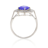 Inel din Argint 925 ( 3.33 grame ) cu Tanzanit AAA și Topaz Alb 2.01 Carate