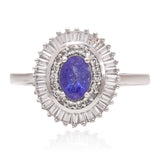 Inel din Argint 925 ( 3.15 grame ) cu Tanzanit AAA și Topaz Alb 1.96 Carate