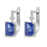 Cercei din Argint 925 ( 2.23 grame ) cu Tanzanit AAA și Topaz Alb 2.13 Carate