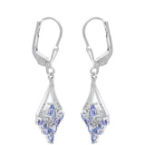 Cercei din Argint 925 ( 2.51 grame ) cu Tanzanit AAA și Topaz Alb 1.25 Carate