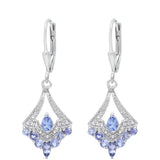 Cercei din Argint 925 ( 2.51 grame ) cu Tanzanit AAA și Topaz Alb 1.25 Carate