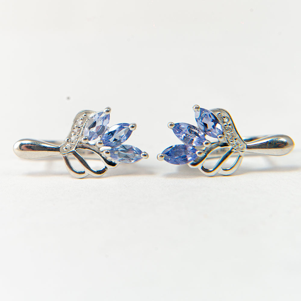 Cercei din Argint 925 ( 2.92 grame ) cu Tanzanit AAA și Topaz Alb 0.98 Carate