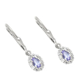 Cercei din Argint 925 ( 1.63 grame ) cu Tanzanit AAA și Topaz Alb 0.83 Carate