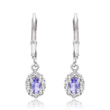 Cercei din Argint 925 ( 1.63 grame ) cu Tanzanit AAA și Topaz Alb 0.83 Carate