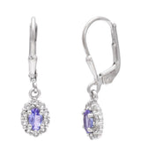 Cercei din Argint 925 ( 1.63 grame ) cu Tanzanit AAA și Topaz Alb 0.83 Carate